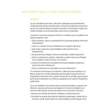 Artes Visuales 8° básico-Unidad 3-OA3;4;5-Actividad 1 Artes Visuales 8° básico-Unidad 3-OA3;4;5-Actividad 1