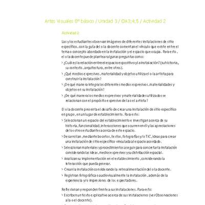 Artes Visuales 8° básico-Unidad 3-OA3;4;5-Actividad 2 Artes Visuales 8° básico-Unidad 3-OA3;4;5-Actividad 2