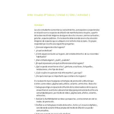 Artes Visuales 8° básico-Unidad 4-OA6-Actividad 1 Artes Visuales 8° básico-Unidad 4-OA6-Actividad 1