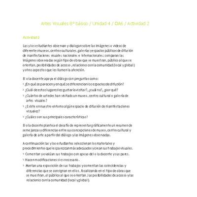 Artes Visuales 8° básico-Unidad 4-OA6-Actividad 2 Artes Visuales 8° básico-Unidad 4-OA6-Actividad 2