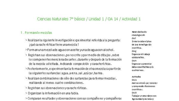 Ciencias Naturales 7° básico-Unidad 1-OA14-Actividad 1 Ciencias Naturales 7° básico-Unidad 1-OA14-Actividad 1