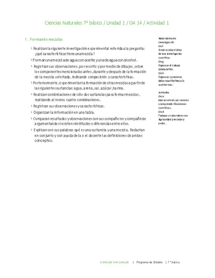 Ciencias Naturales 7° básico-Unidad 1-OA14-Actividad 1 Ciencias Naturales 7° básico-Unidad 1-OA14-Actividad 1