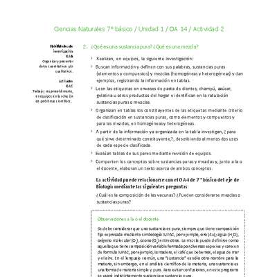 Ciencias Naturales 7° básico-Unidad 1-OA14-Actividad 2 Ciencias Naturales 7° básico-Unidad 1-OA14-Actividad 2