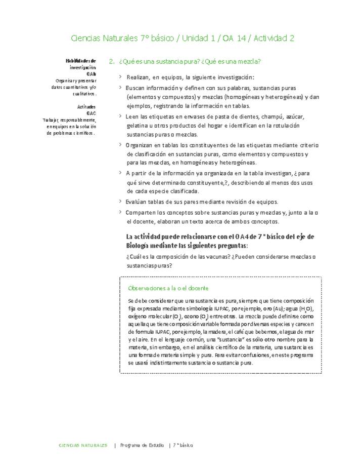 Ciencias Naturales 7° básico-Unidad 1-OA14-Actividad 2 Ciencias Naturales 7° básico-Unidad 1-OA14-Actividad 2
