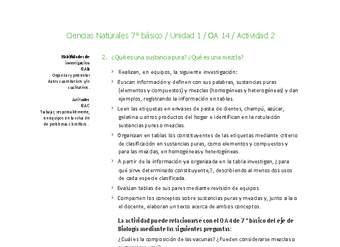 Ciencias Naturales 7° básico-Unidad 1-OA14-Actividad 2 Ciencias Naturales 7° básico-Unidad 1-OA14-Actividad 2