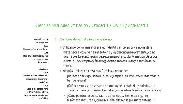 Ciencias Naturales 7° básico-Unidad 1-OA15-Actividad 1 Ciencias Naturales 7° básico-Unidad 1-OA15-Actividad 1