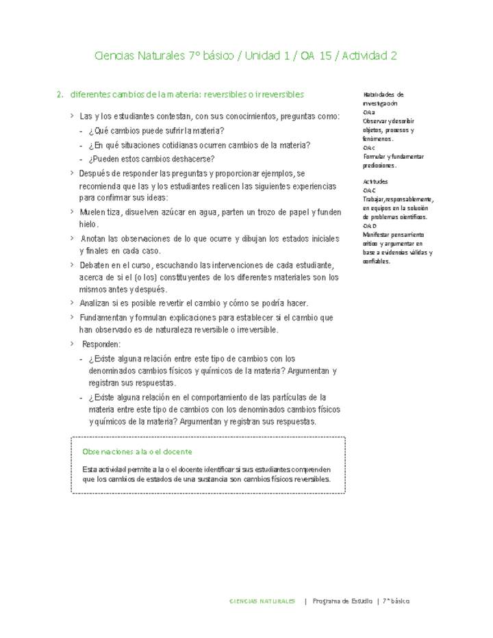Ciencias Naturales 7° básico-Unidad 1-OA15-Actividad 2 Ciencias Naturales 7° básico-Unidad 1-OA15-Actividad 2
