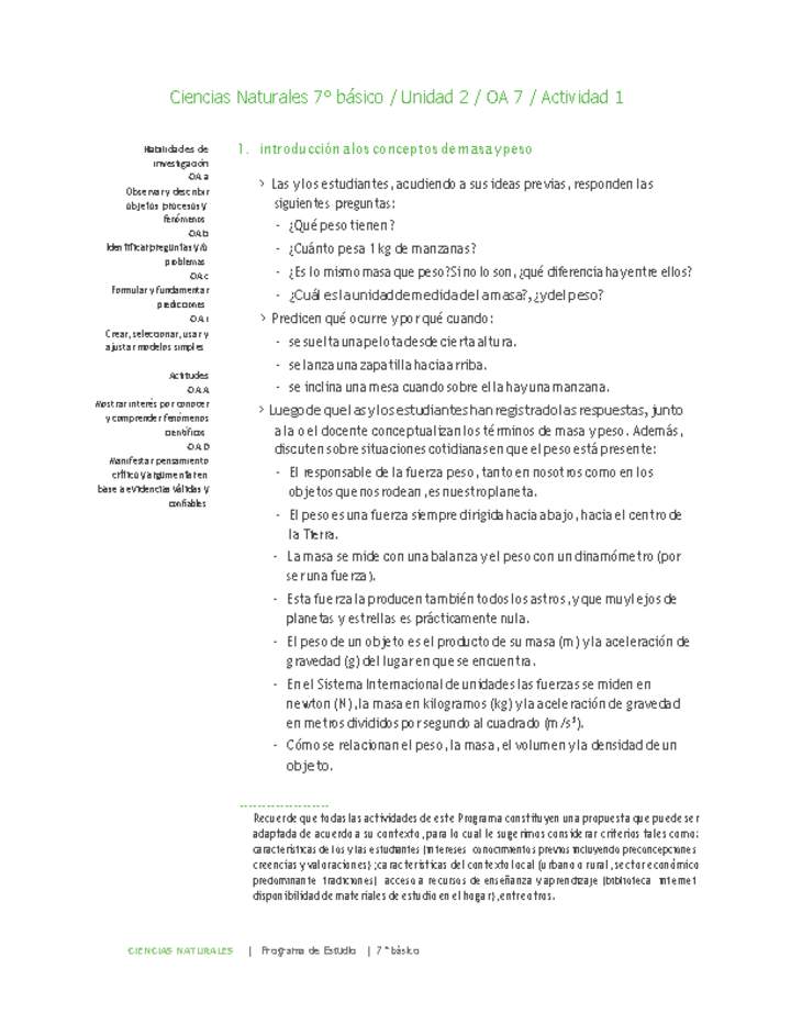Ciencias Naturales 7° básico-Unidad 2-OA7-Actividad 1 Ciencias Naturales 7° básico-Unidad 2-OA7-Actividad 1