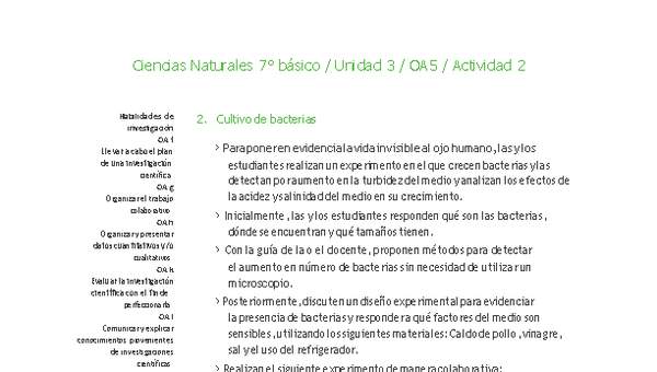 Ciencias Naturales 7° básico-Unidad 3-OA5-Actividad 2 Ciencias Naturales 7° básico-Unidad 3-OA5-Actividad 2