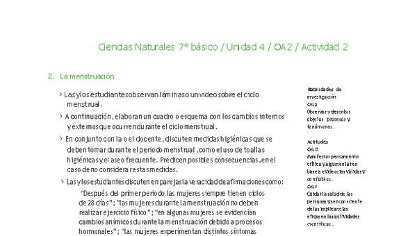 Ciencias Naturales 7° básico-Unidad 4-OA2-Actividad 2 Ciencias Naturales 7° básico-Unidad 4-OA2-Actividad 2