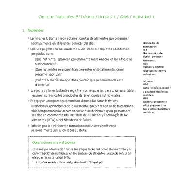 Ciencias Naturales 8° básico-Unidad 1-OA6-Actividad 1 Ciencias Naturales 8° básico-Unidad 1-OA6-Actividad 1