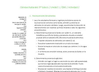 Ciencias Naturales 8° básico-Unidad 1-OA6-Actividad 2 Ciencias Naturales 8° básico-Unidad 1-OA6-Actividad 2