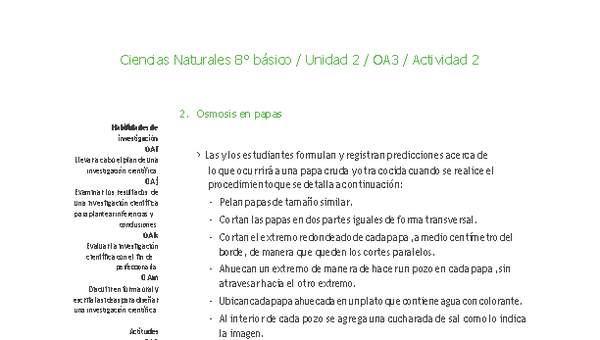 Ciencias Naturales 8° básico-Unidad 2-OA3-Actividad 2 Ciencias Naturales 8° básico-Unidad 2-OA3-Actividad 2