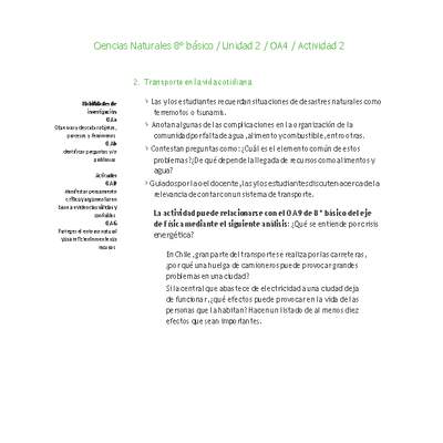Ciencias Naturales 8° básico-Unidad 2-OA4-Actividad 2 Ciencias Naturales 8° básico-Unidad 2-OA4-Actividad 2