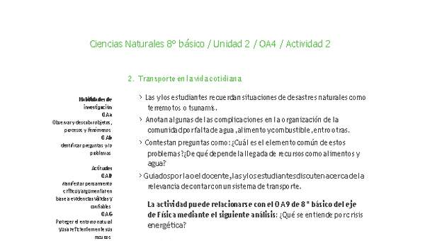 Ciencias Naturales 8° básico-Unidad 2-OA4-Actividad 2 Ciencias Naturales 8° básico-Unidad 2-OA4-Actividad 2