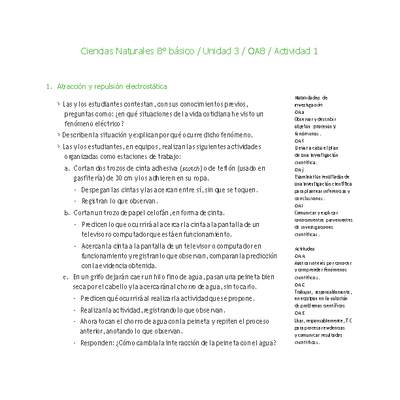 Ciencias Naturales 8° básico-Unidad 3-OA8-Actividad 1 Ciencias Naturales 8° básico-Unidad 3-OA8-Actividad 1