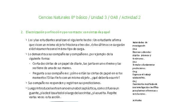 Ciencias Naturales 8° básico-Unidad 3-OA8-Actividad 2 Ciencias Naturales 8° básico-Unidad 3-OA8-Actividad 2