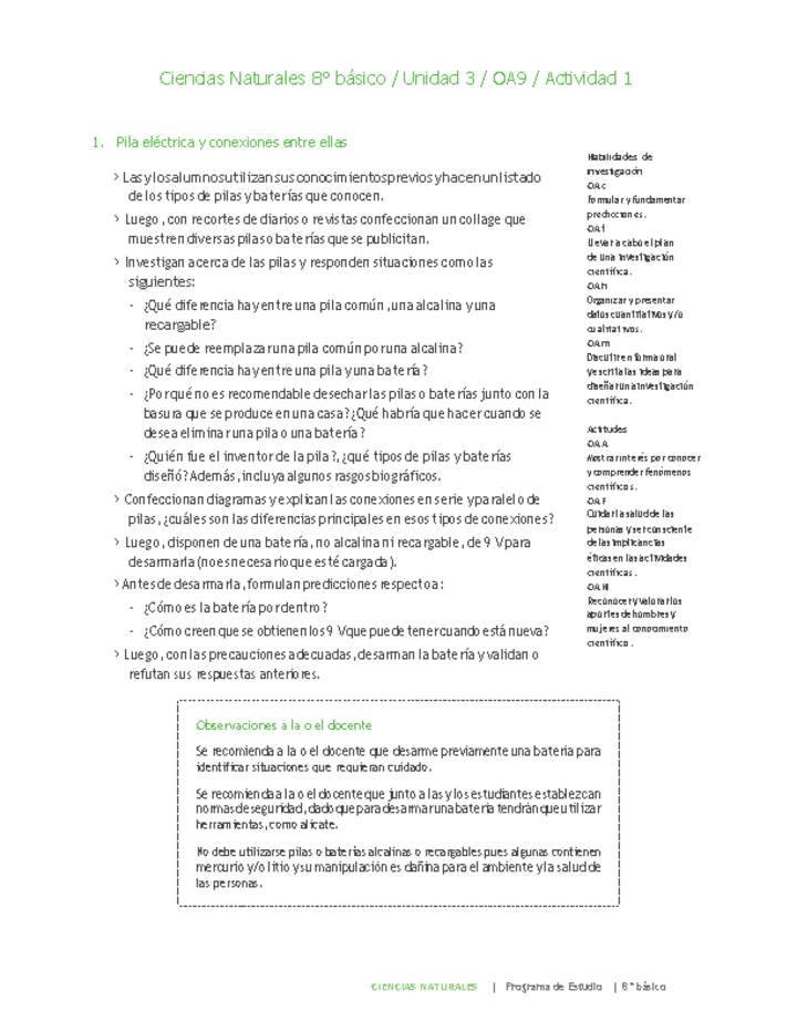 Ciencias Naturales 8° básico-Unidad 3-OA9-Actividad 1 Ciencias Naturales 8° básico-Unidad 3-OA9-Actividad 1