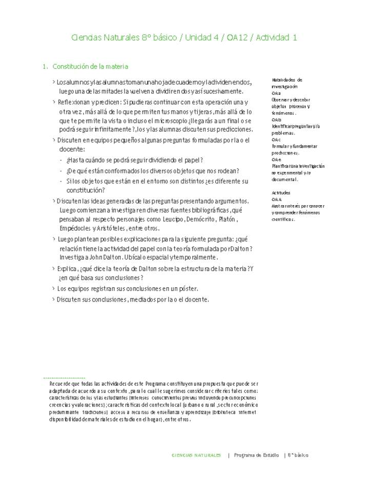 Ciencias Naturales 8° básico-Unidad 4-OA12-Actividad 1 Ciencias Naturales 8° básico-Unidad 4-OA12-Actividad 1