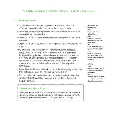 Ciencias Naturales 8° básico-Unidad 4-OA14-Actividad 1 Ciencias Naturales 8° básico-Unidad 4-OA14-Actividad 1