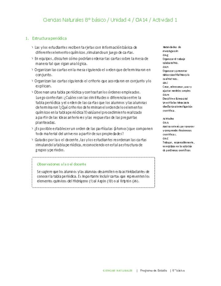 Ciencias Naturales 8° básico-Unidad 4-OA14-Actividad 1 Ciencias Naturales 8° básico-Unidad 4-OA14-Actividad 1