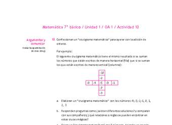 Matemática 7° básico -Unidad 1-OA 1-Actividad 10 Matemática 7° básico -Unidad 1-OA 1-Actividad 10