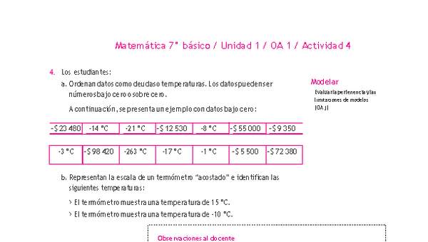 Matemática 7° básico -Unidad 1-OA 1-Actividad 4 Matemática 7° básico -Unidad 1-OA 1-Actividad 4