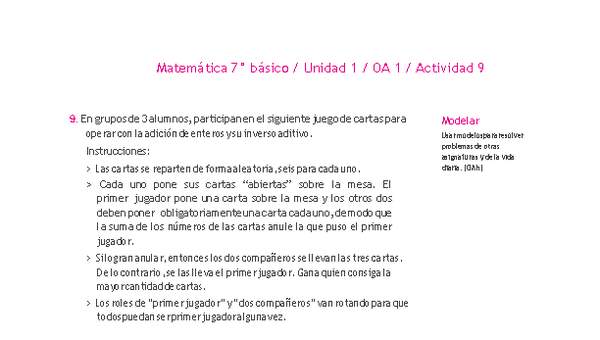 Matemática 7° básico -Unidad 1-OA 1-Actividad 9 Matemática 7° básico -Unidad 1-OA 1-Actividad 9