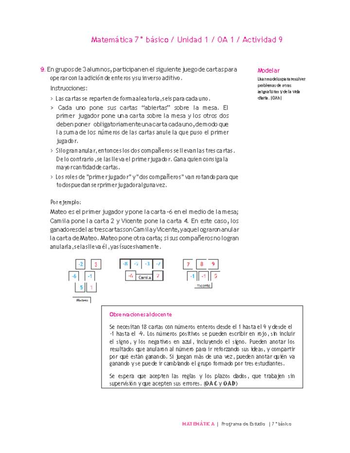 Matemática 7° básico -Unidad 1-OA 1-Actividad 9 Matemática 7° básico -Unidad 1-OA 1-Actividad 9