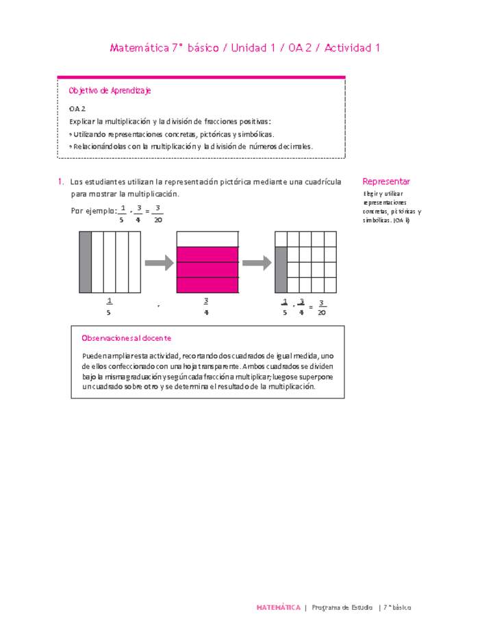 Matemática 7° básico -Unidad 1-OA 2-Actividad 1 Matemática 7° básico -Unidad 1-OA 2-Actividad 1