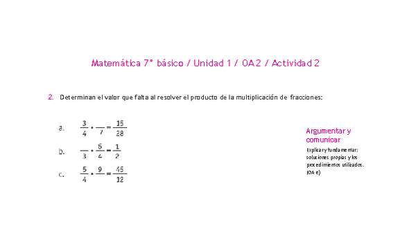 Matemática 7° básico -Unidad 1-OA 2-Actividad 2 Matemática 7° básico -Unidad 1-OA 2-Actividad 2