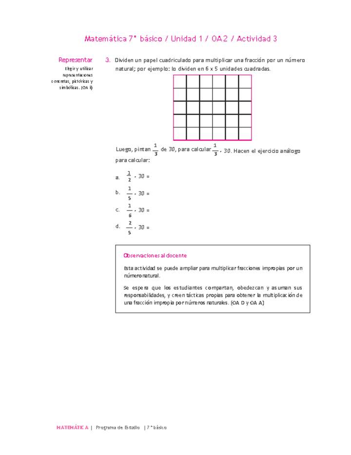 Matemática 7° básico -Unidad 1-OA 2-Actividad 3 Matemática 7° básico -Unidad 1-OA 2-Actividad 3
