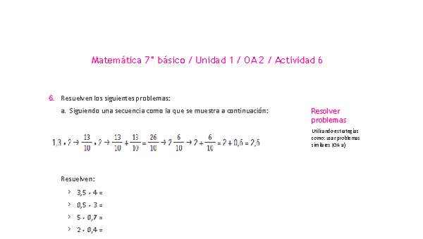 Matemática 7° básico -Unidad 1-OA 2-Actividad 6 Matemática 7° básico -Unidad 1-OA 2-Actividad 6