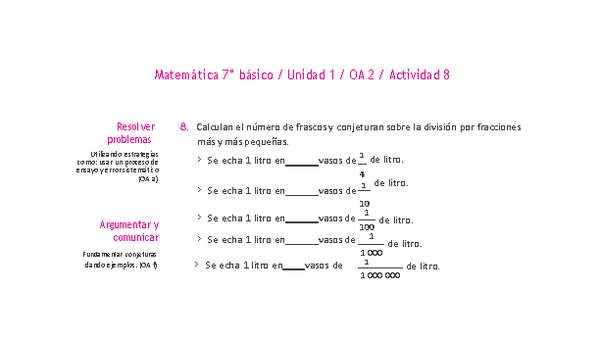 Matemática 7° básico -Unidad 1-OA 2-Actividad 8 Matemática 7° básico -Unidad 1-OA 2-Actividad 8