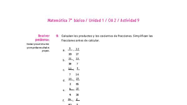 Matemática 7° básico -Unidad 1-OA 2-Actividad 9 Matemática 7° básico -Unidad 1-OA 2-Actividad 9