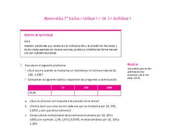 Matemática 7° básico -Unidad 1-OA 3-Actividad 1 Matemática 7° básico -Unidad 1-OA 3-Actividad 1
