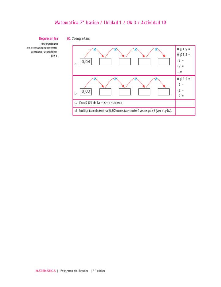 Matemática 7° básico -Unidad 1-OA 3-Actividad 10 Matemática 7° básico -Unidad 1-OA 3-Actividad 10