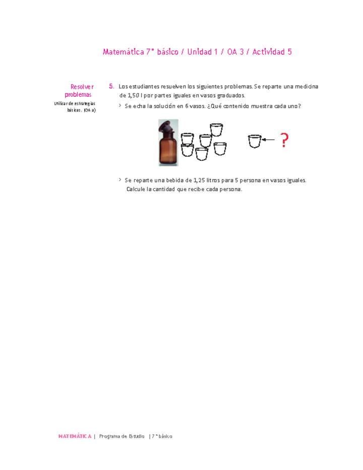 Matemática 7° básico -Unidad 1-OA 3-Actividad 5 Matemática 7° básico -Unidad 1-OA 3-Actividad 5
