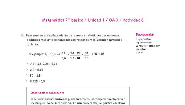 Matemática 7° básico -Unidad 1-OA 3-Actividad 8 Matemática 7° básico -Unidad 1-OA 3-Actividad 8