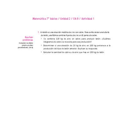 Matemática 7° básico -Unidad 2-OA 8-Actividad 1 Matemática 7° básico -Unidad 2-OA 8-Actividad 1
