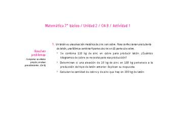 Matemática 7° básico -Unidad 2-OA 8-Actividad 1 Matemática 7° básico -Unidad 2-OA 8-Actividad 1
