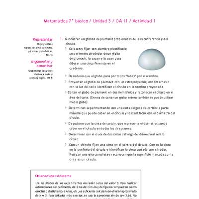 Matemática 7° básico -Unidad 3-OA 11-Actividad 1 Matemática 7° básico -Unidad 3-OA 11-Actividad 1