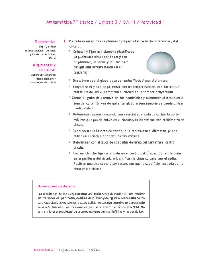 Matemática 7° básico -Unidad 3-OA 11-Actividad 1 Matemática 7° básico -Unidad 3-OA 11-Actividad 1