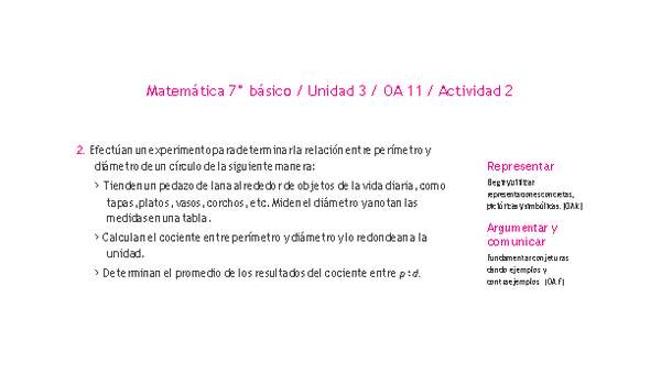 Matemática 7° básico -Unidad 3-OA 11-Actividad 2 Matemática 7° básico -Unidad 3-OA 11-Actividad 2