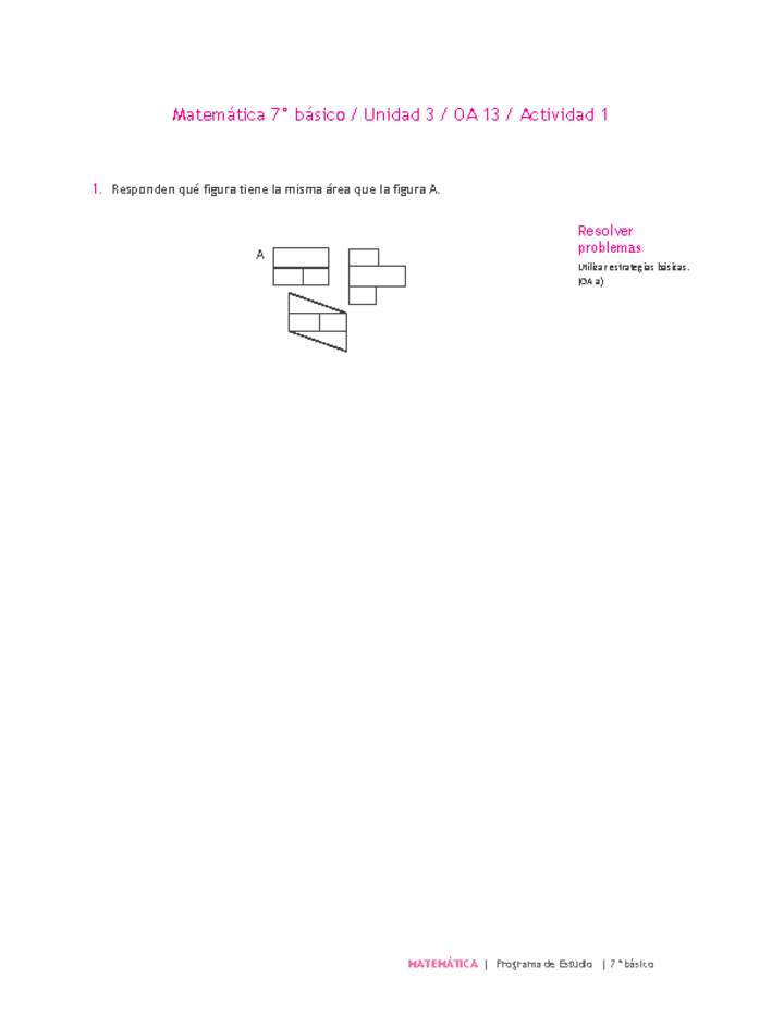 Matemática 7° básico -Unidad 3-OA 13-Actividad 1 Matemática 7° básico -Unidad 3-OA 13-Actividad 1