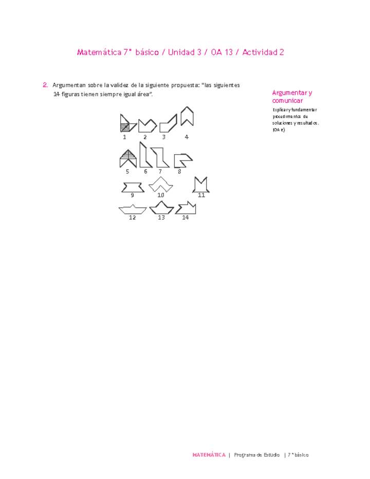 Matemática 7° básico -Unidad 3-OA 13-Actividad 2 Matemática 7° básico -Unidad 3-OA 13-Actividad 2