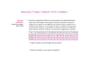 Matemática 7° básico -Unidad 4-OA 15-Actividad 1 Matemática 7° básico -Unidad 4-OA 15-Actividad 1