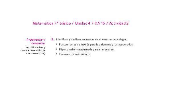 Matemática 7° básico -Unidad 4-OA 15-Actividad 2 Matemática 7° básico -Unidad 4-OA 15-Actividad 2