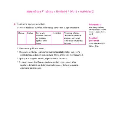 Matemática 7° básico -Unidad 4-OA 16-Actividad 2 Matemática 7° básico -Unidad 4-OA 16-Actividad 2
