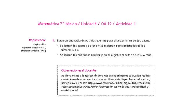 Matemática 7° básico -Unidad 4-OA 19-Actividad 1 Matemática 7° básico -Unidad 4-OA 19-Actividad 1